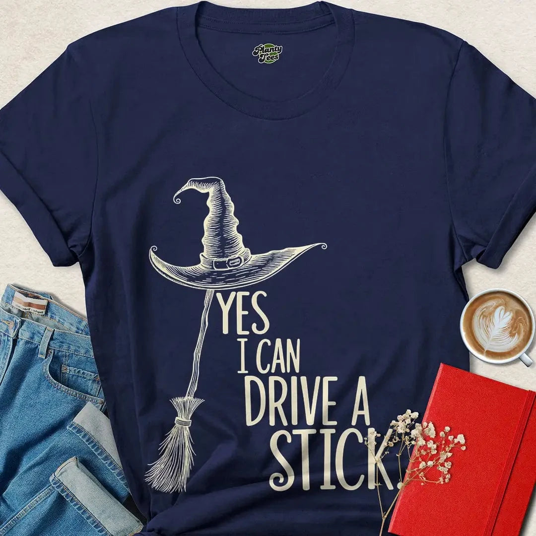 Yes I Can Drive a Stick Witch Shirt – Funny Halloween Tee