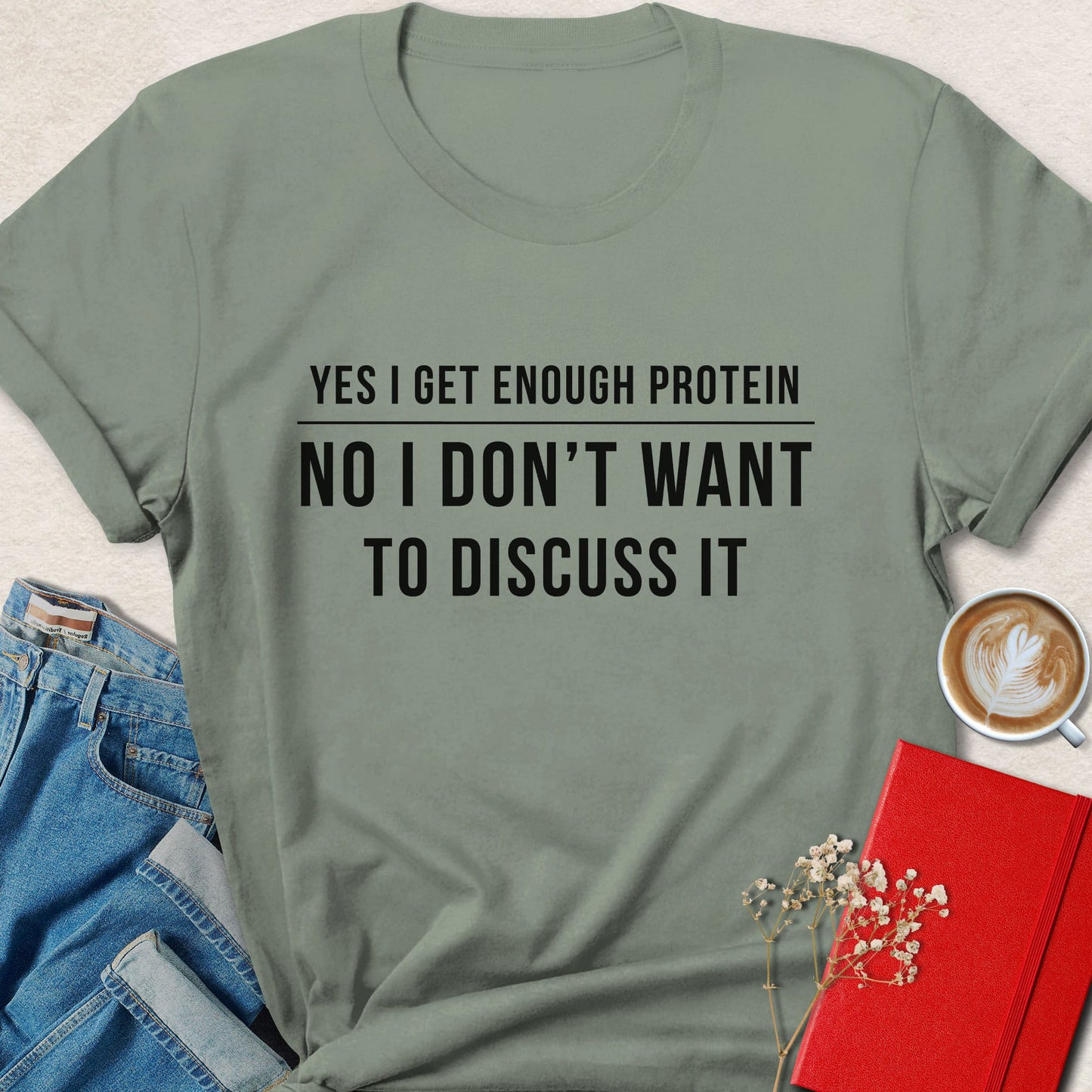 Yes I Get Enough Protein Shirt Vegan Statement Plant Based Tee