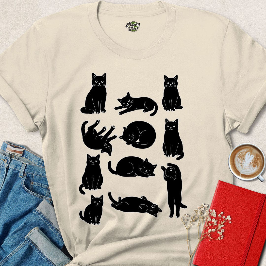 Black Cat Shirt – Funny Posing Cats Tee for Animal Lovers & Pet Parents | Shop Now