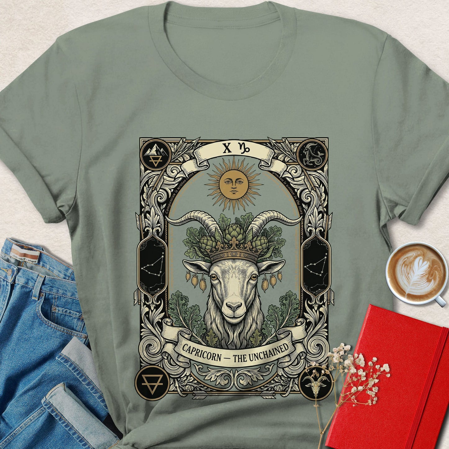 Capricorn Tarot Vegan Shirt Zodiac Astrology Plant Based Tee