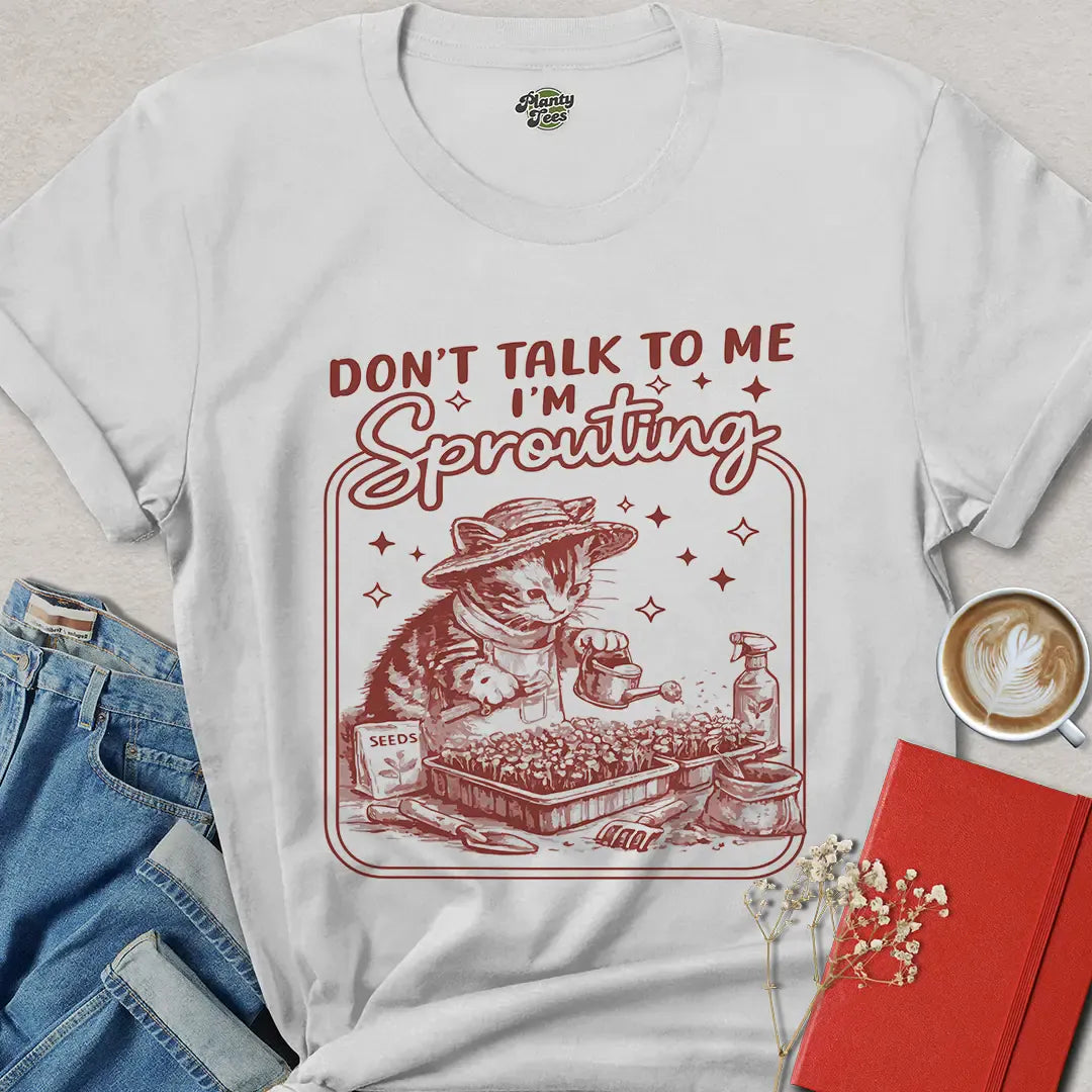 Funny Vegan Sprouting Cat Shirt – Cute Plant Lover Tee