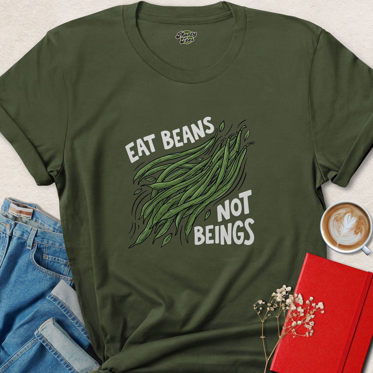 Eat Beans Not Beings Vegan Animal Rights Tee