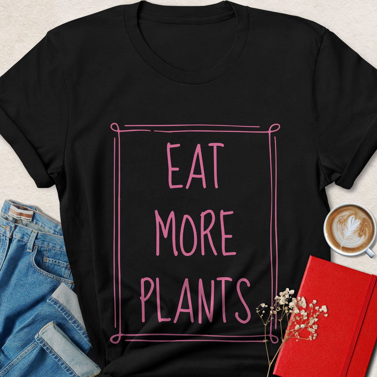 Eat More Plants Framed Typography T-Shirt