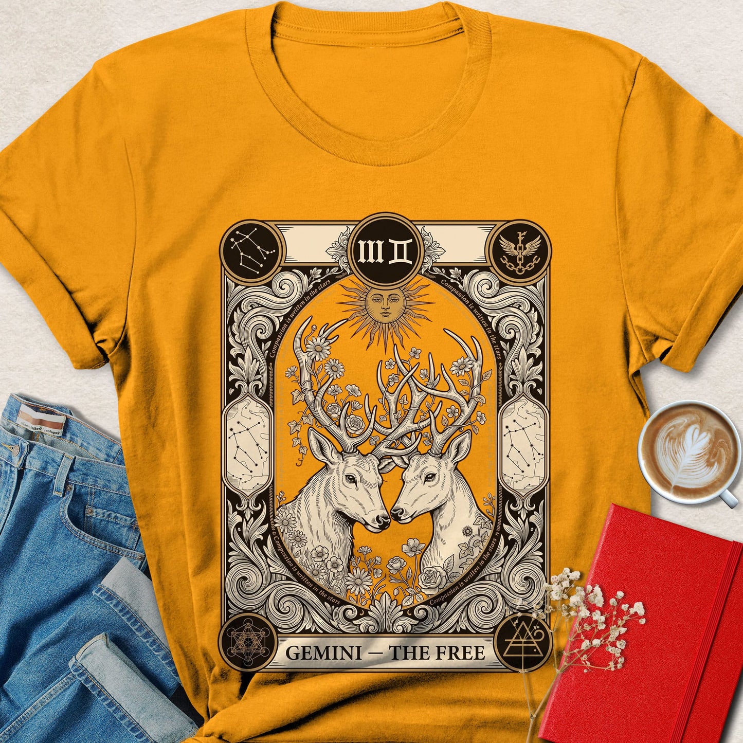 Gemini Tarot Vegan Shirt Zodiac Astrology Plant Based Tee