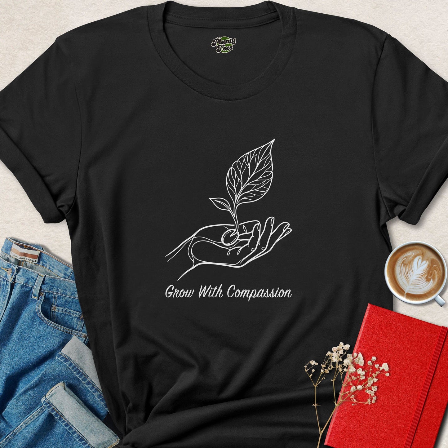 Grow With Compassion Vegan Shirt | Plant Based Graphic Tee