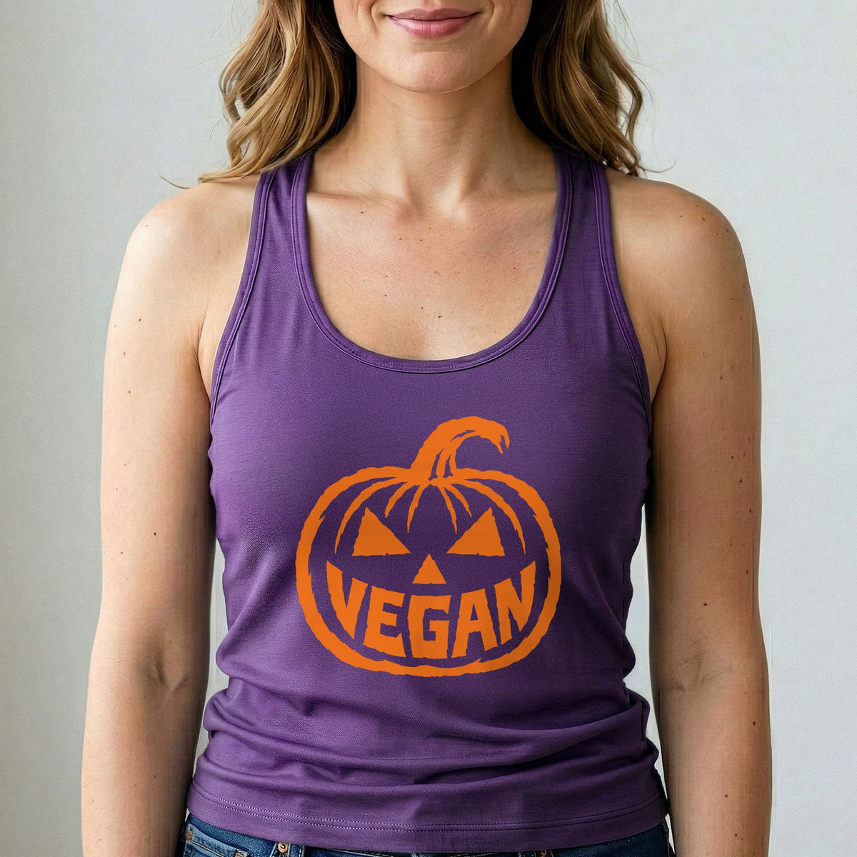 Vegan Jack O Lantern Halloween Tank Top