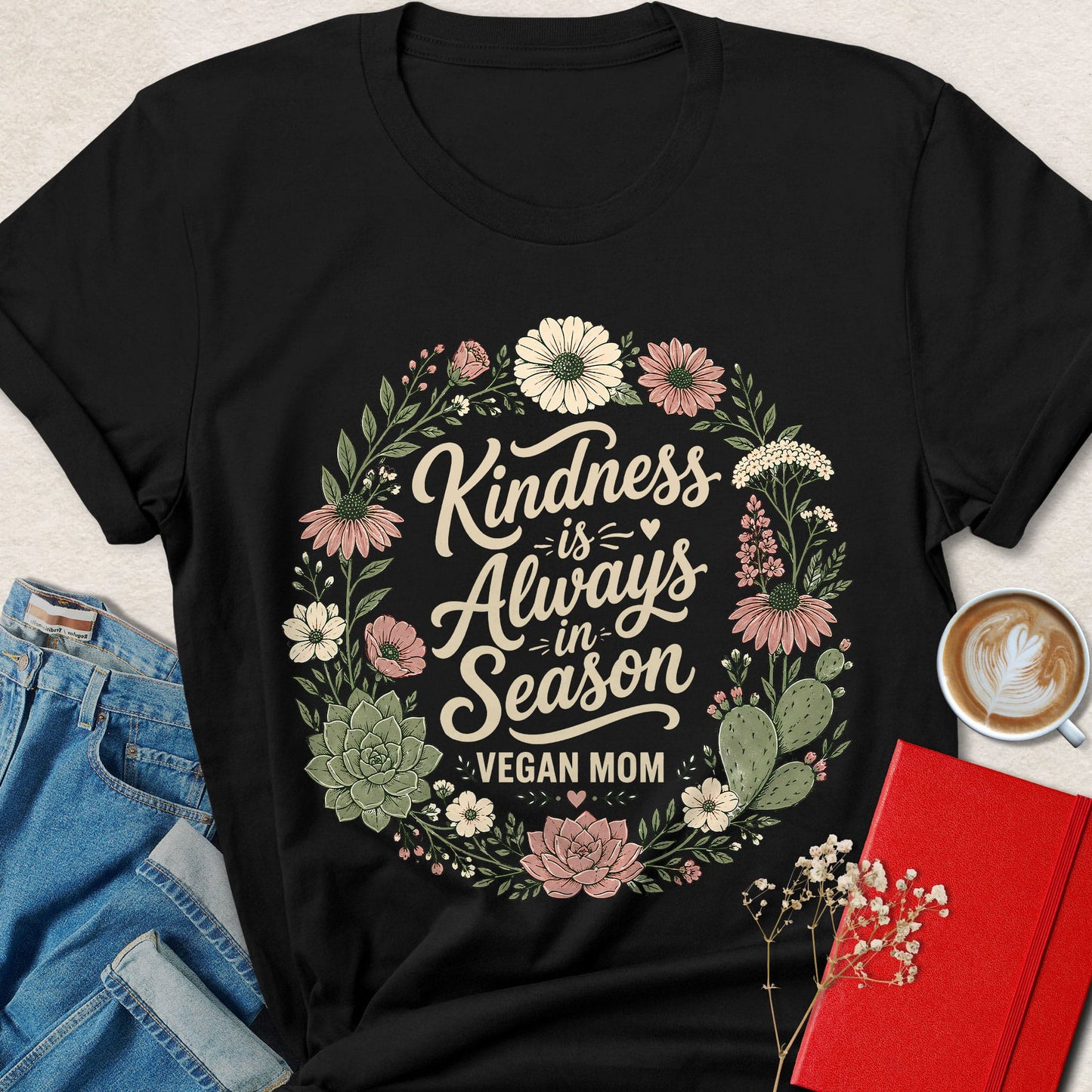 Kindness Is Always In Season Vegan Mom Shirt Plant Based Tee