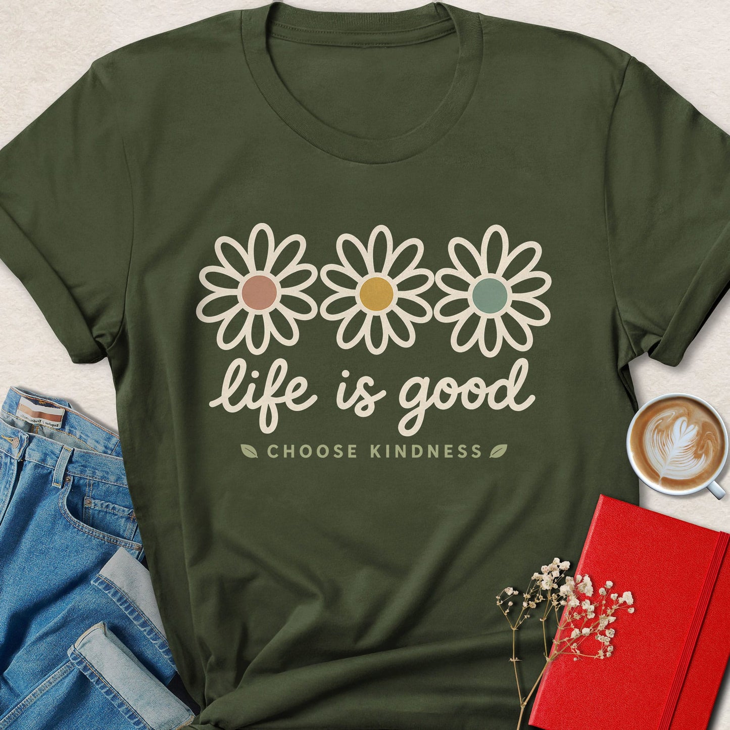 Life Is Good Daisy T-Shirt — Choose Kindness Graphic Tee