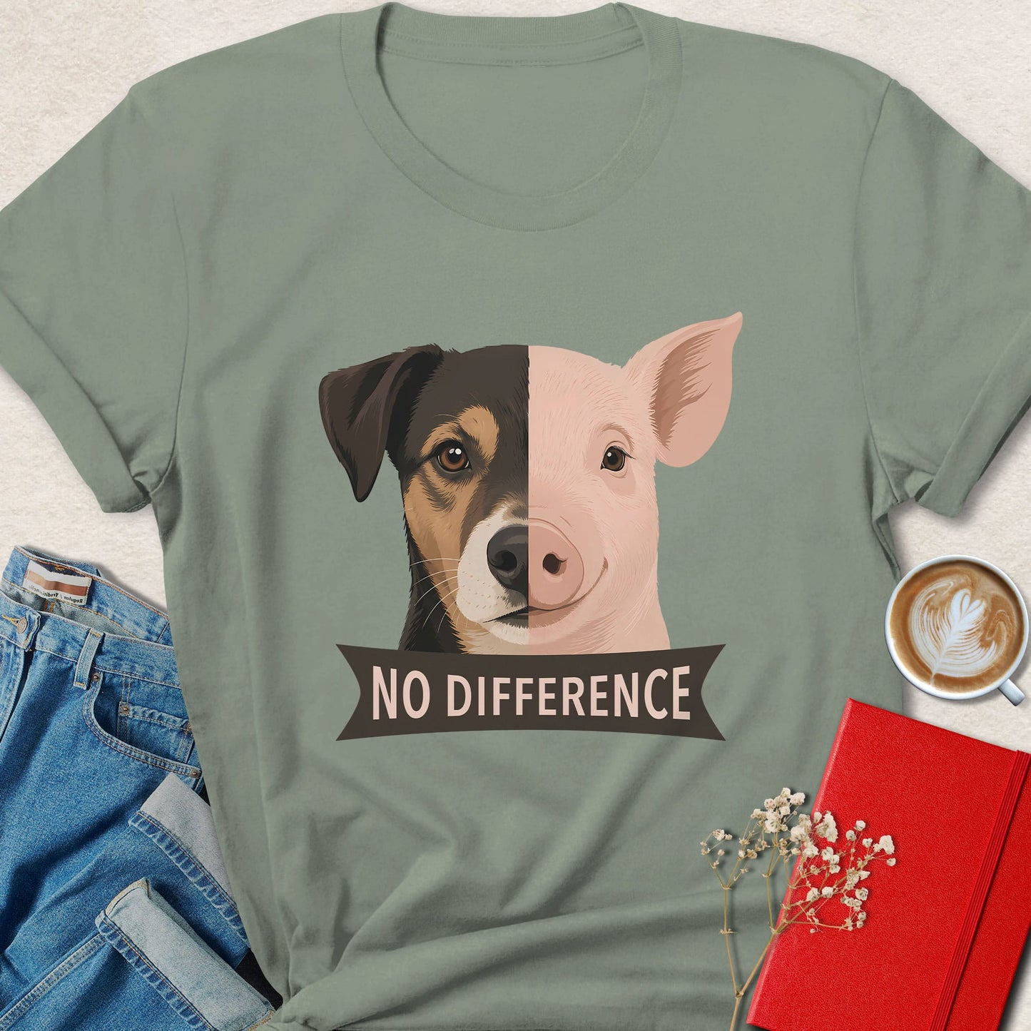 No Difference Dog and Pig T-Shirt