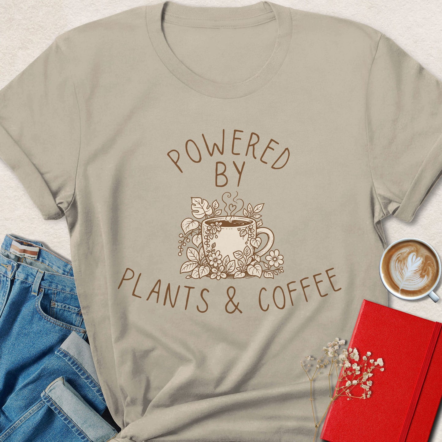 Powered by Plants & Coffee Floral T-Shirt