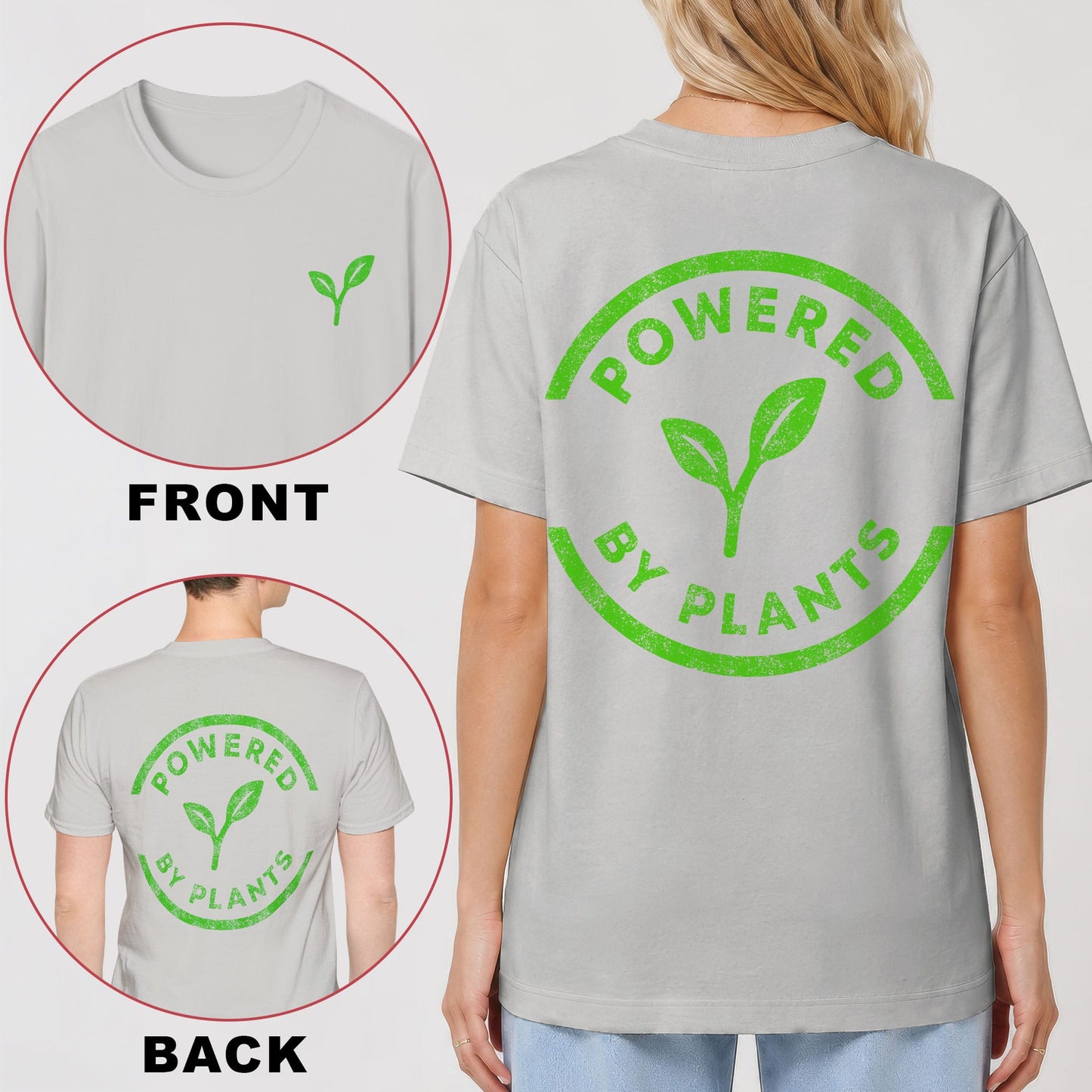 Powered By Plants - Green - Back Print T-Shirt