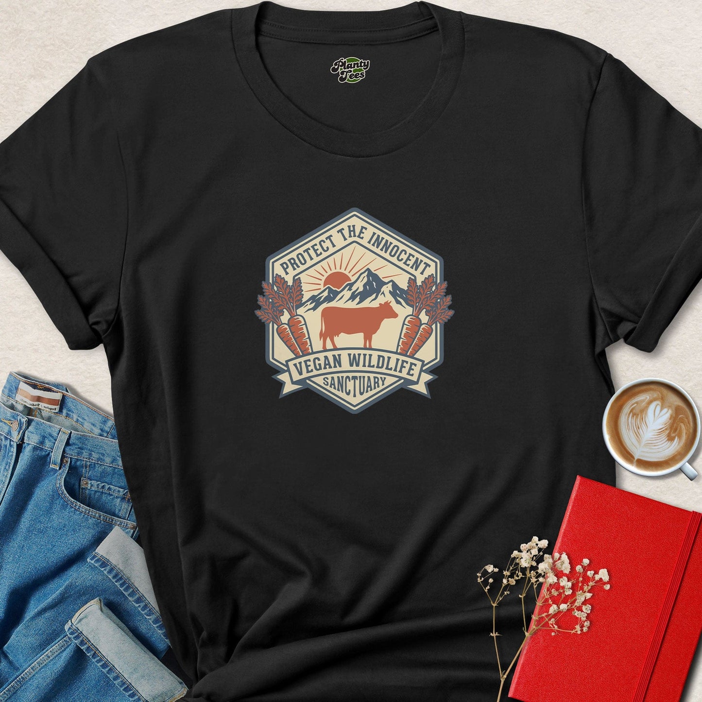 Protect the Innocent Vegan Wildlife Sanctuary Vintage Badge T-Shirt