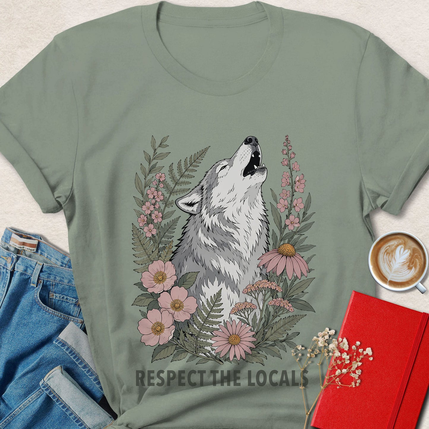 Respect the Locals Wolf Floral T-Shirt
