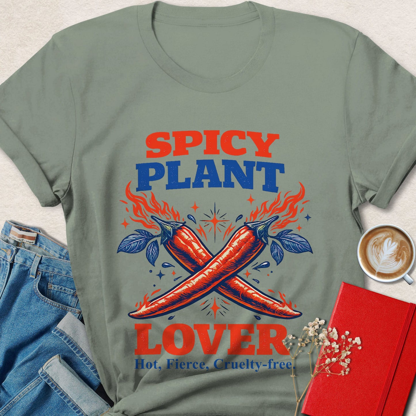 Spicy Plant Lover Vegan Shirt Plant Based Foodie Graphic Tee