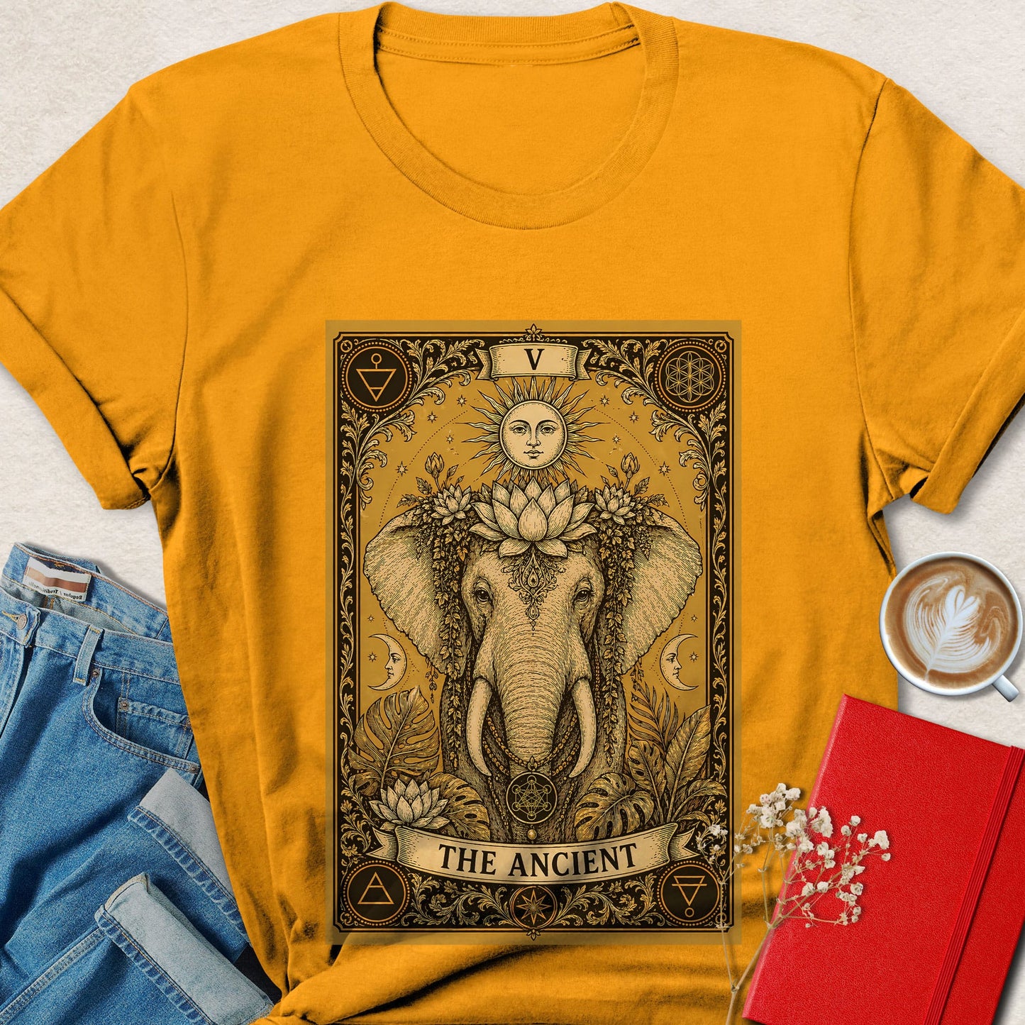 Spiritual Elephant Tarot Vegan Shirt | Mystical Plant Based Tee