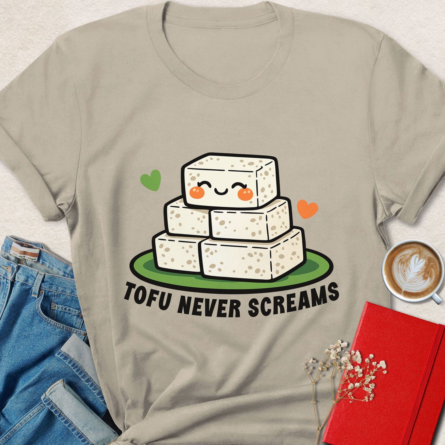 Tofu Never Screams Cute Funny Vegan Graphic Shirt
