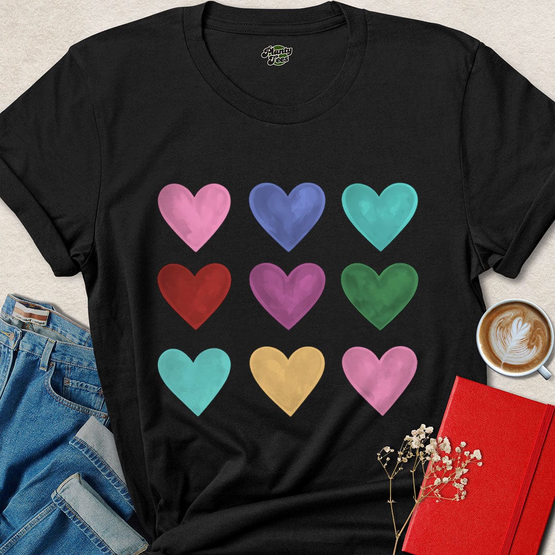 Rainbow Heart Shirt – Colorful Valentine’s Day Tee for Bold Love & Pride | Eco & Vegan Friendly | Order Now