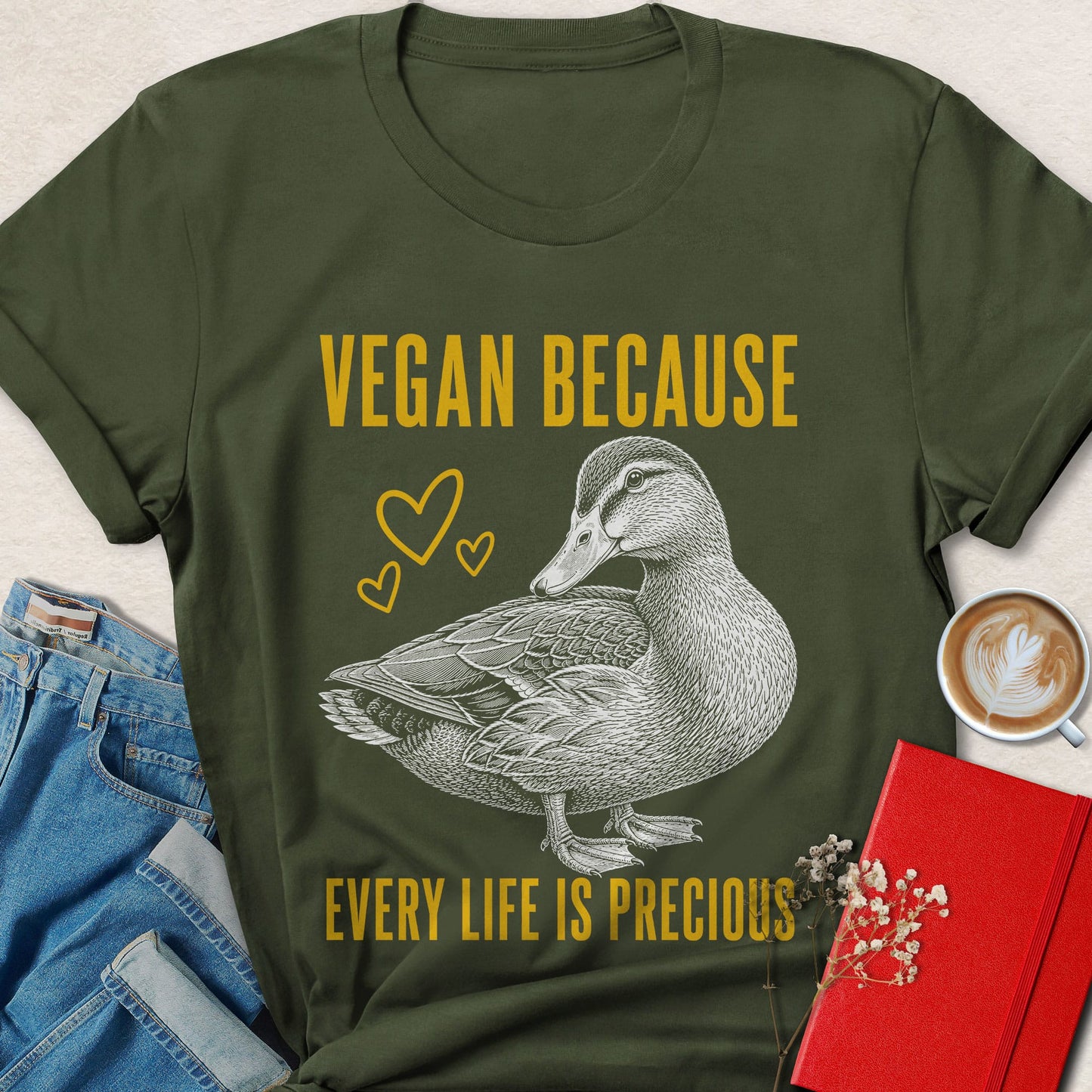 Vegan Because Duck Sketch T-shirt