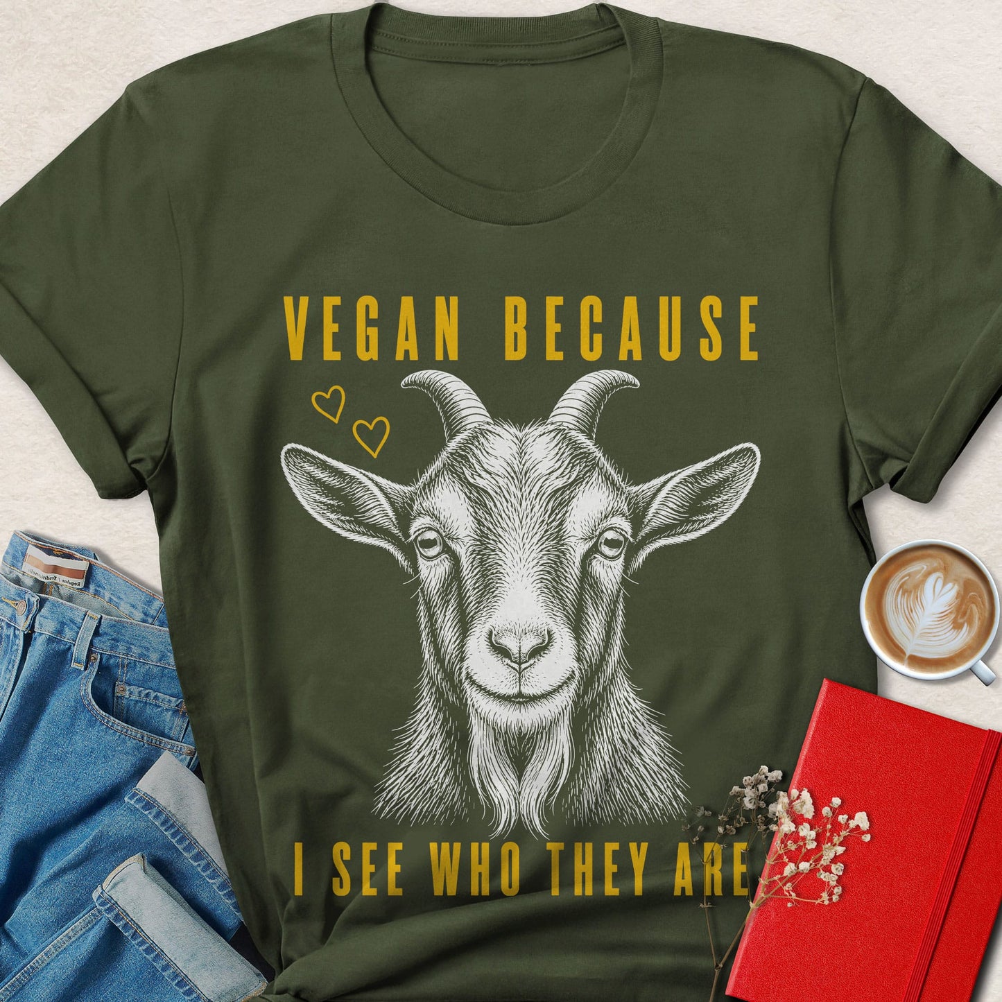 Vegan Because I See You Goat Sketch T-shirt