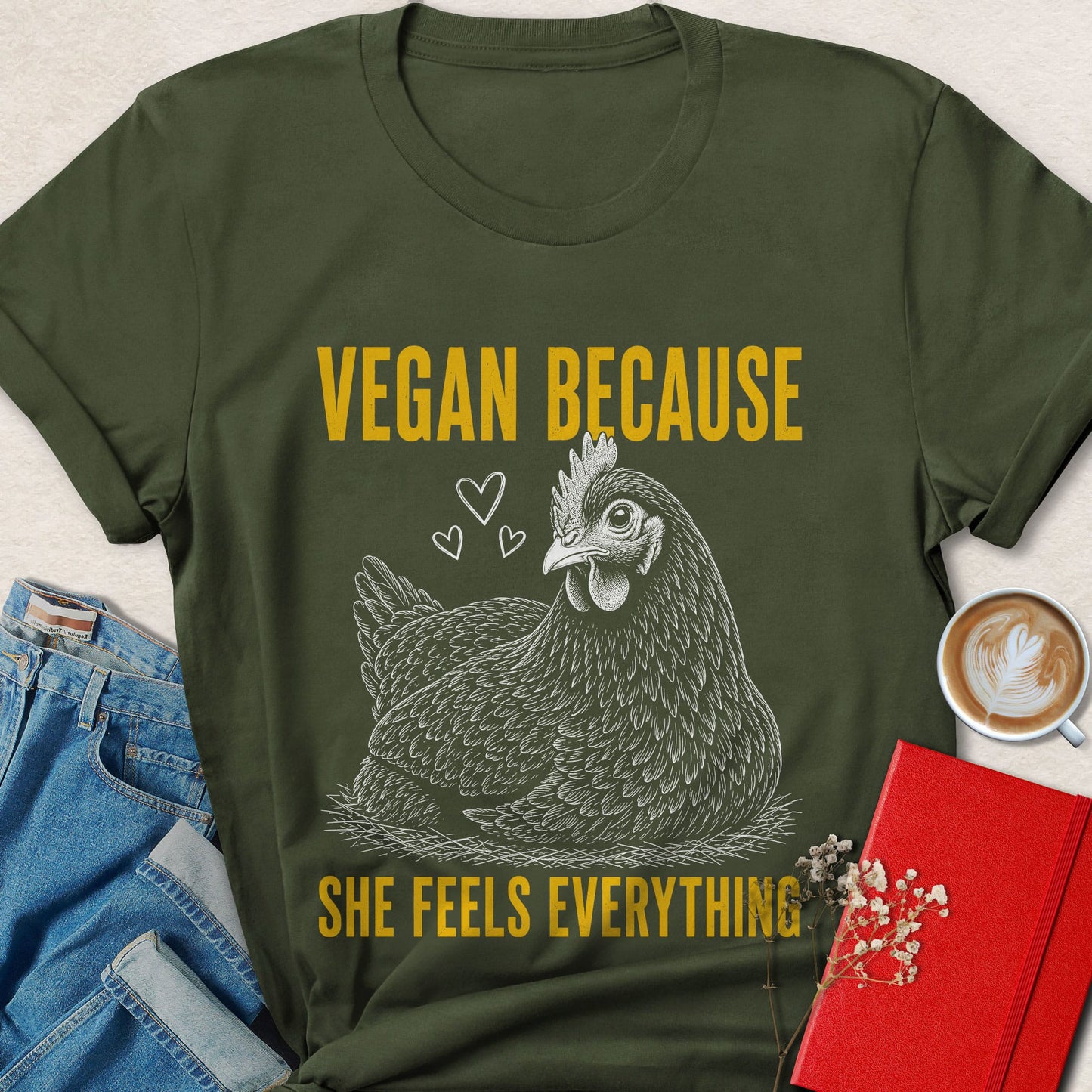 Vegan Because Chicken Sketch T-shirt