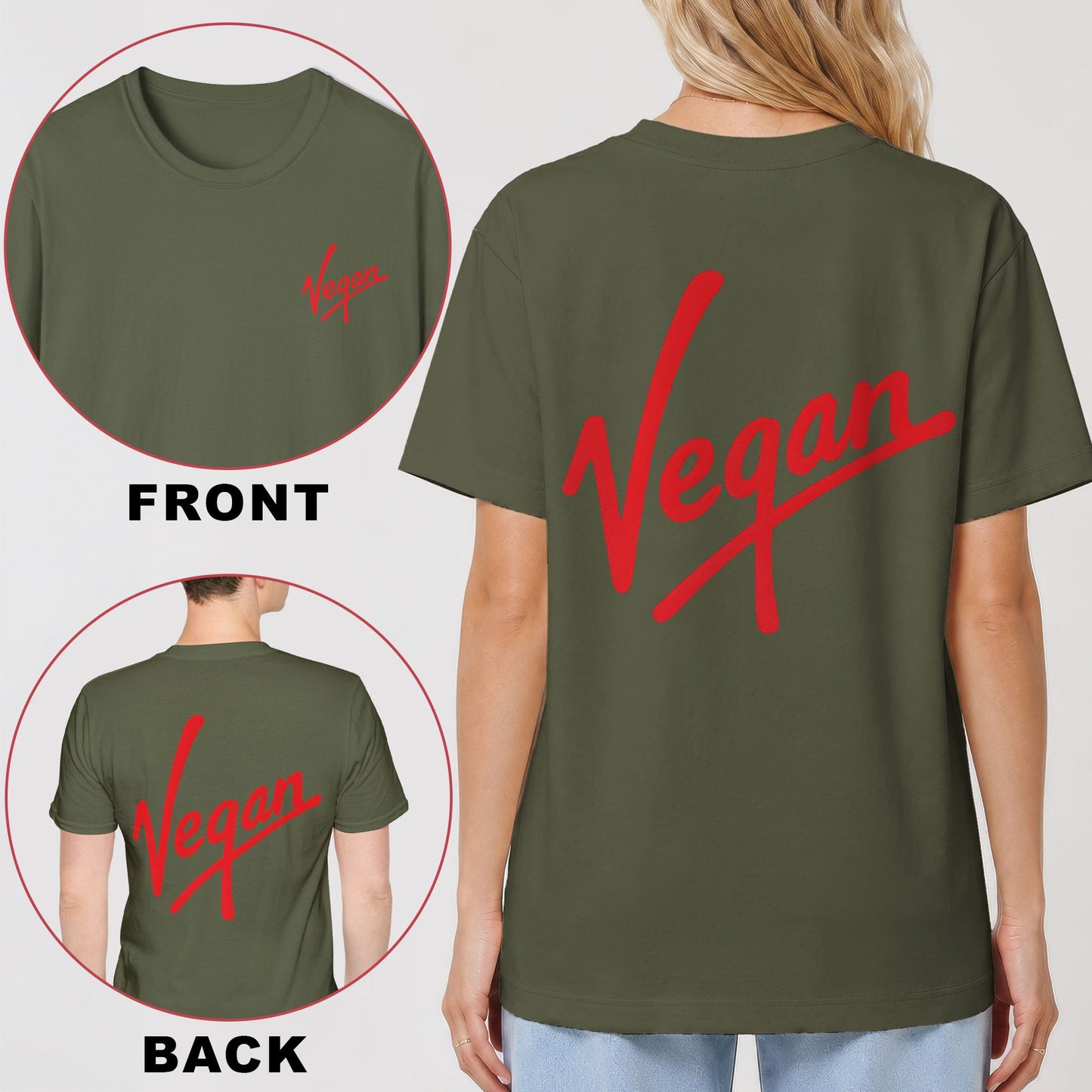 Vegan Script Logo Back Print T-Shirt
