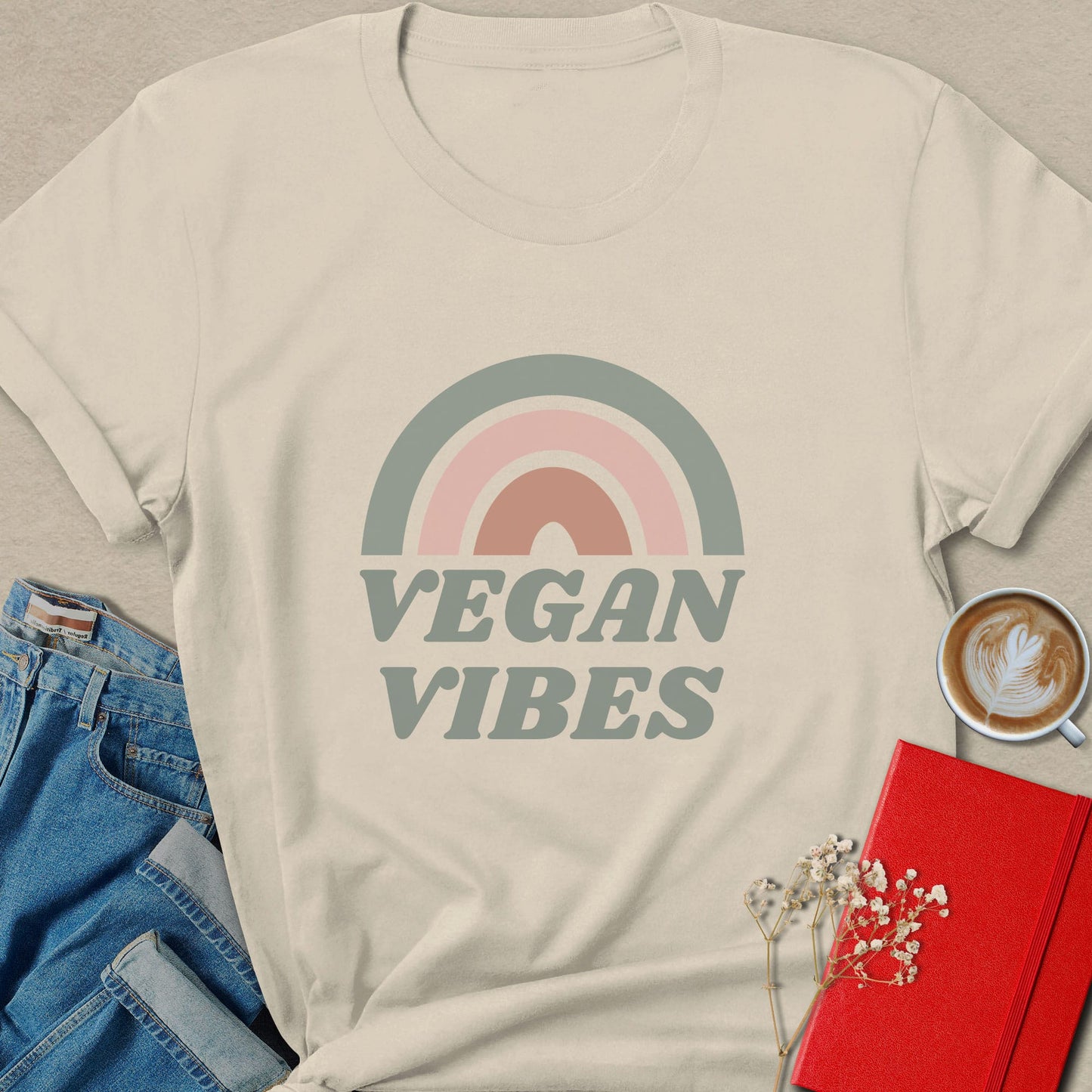Vegan Vibes Shirt | Retro Vegan Graphic Tee for Plant Lovers