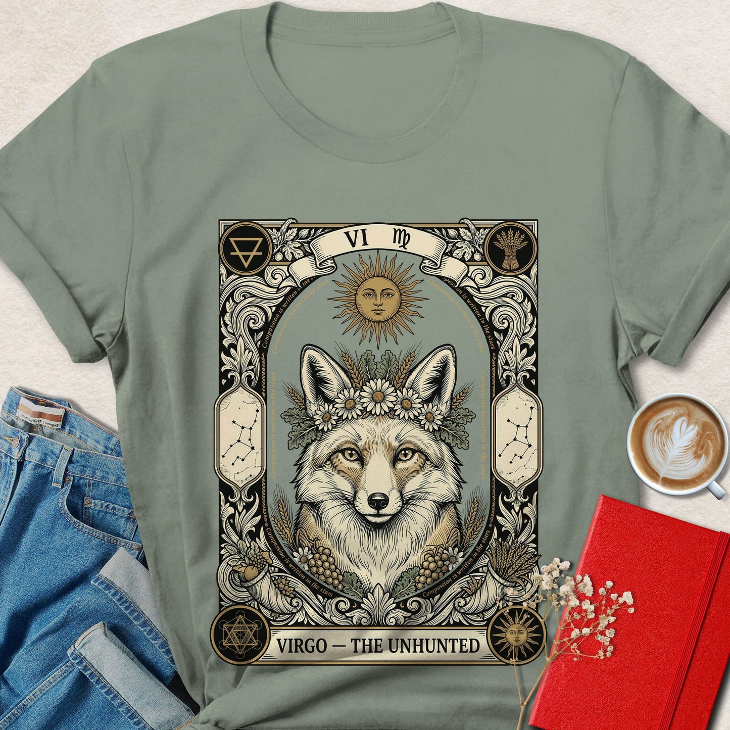 Virgo Tarot Vegan Shirt Zodiac Astrology Plant Based Tee