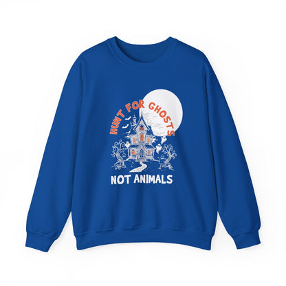 Hunt for Ghosts Not Animals - Vegan Halloween Crewneck Sweatshirt