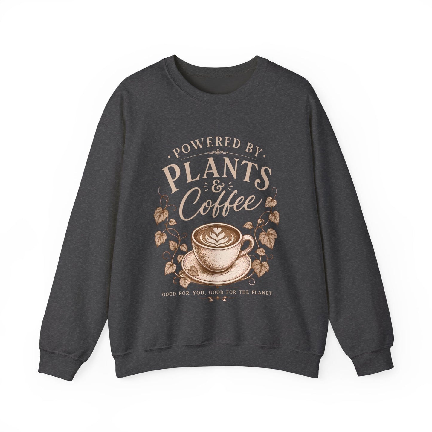 Powered by Plants & Coffee — Botanical Coffee Lover Crewneck Sweatshirt
