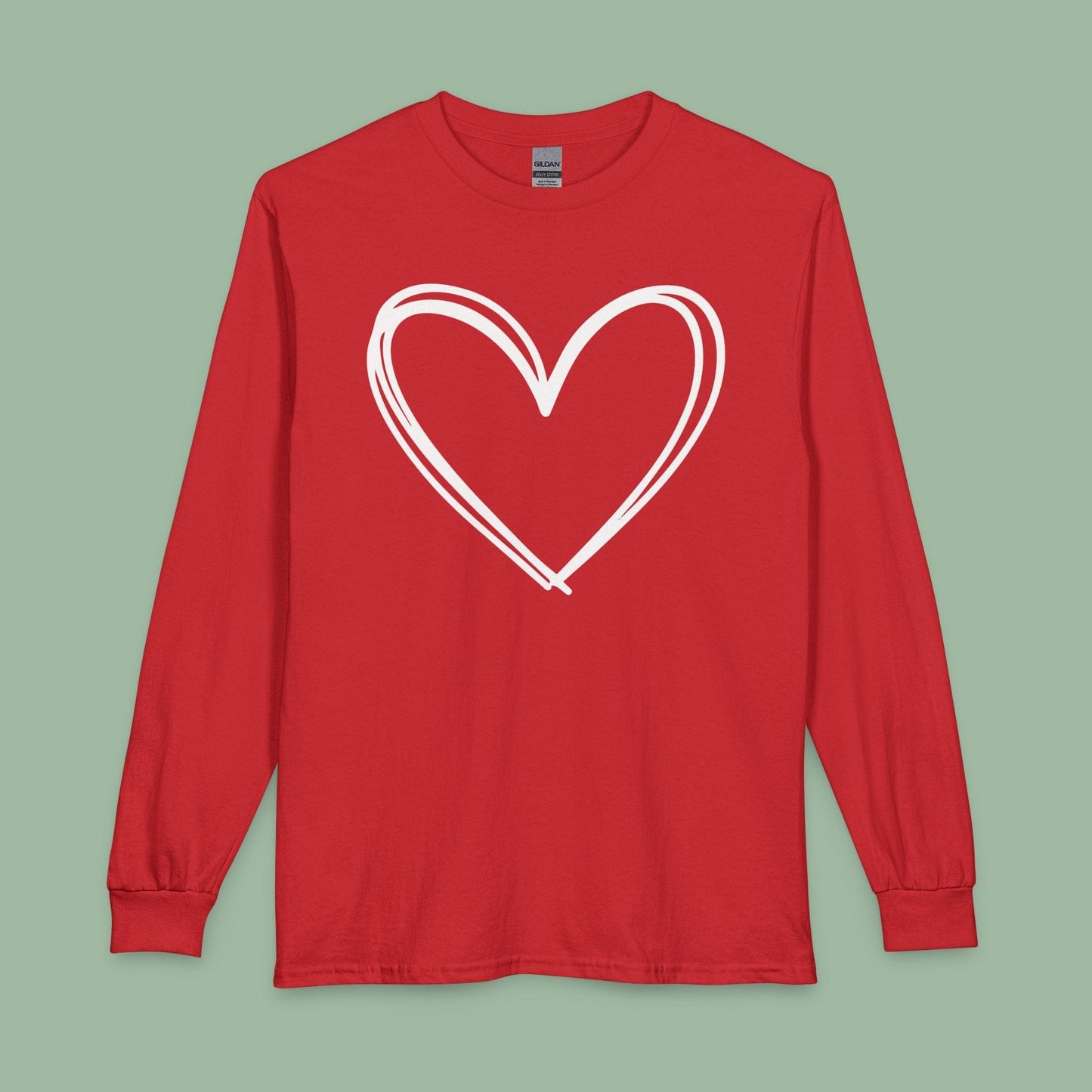 Long Sleeve Valentine Heart Tee – Cozy Vegan Shirt for Chilly Love Days | Shop Now