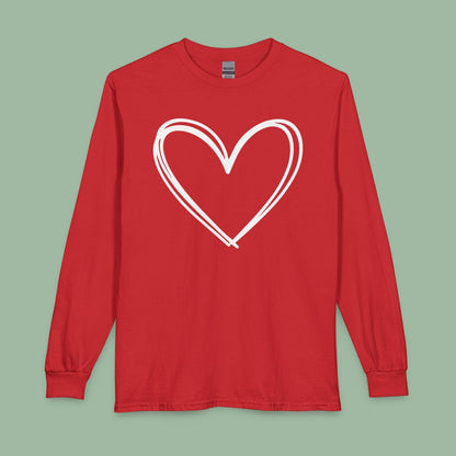Long Sleeve Valentine Heart Tee – Cozy Vegan Shirt for Chilly Love Days | Shop Now