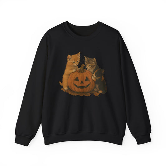 Cute Cats with Jack-O’-Lantern Crewneck Halloween Sweatshirt