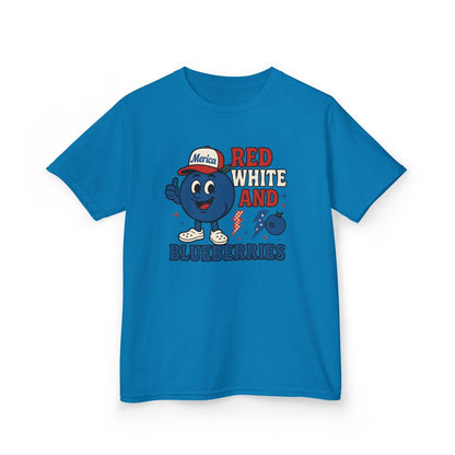 Red, White and Blueberries Patriotic Blueberry Graphic Kids T-Shirt