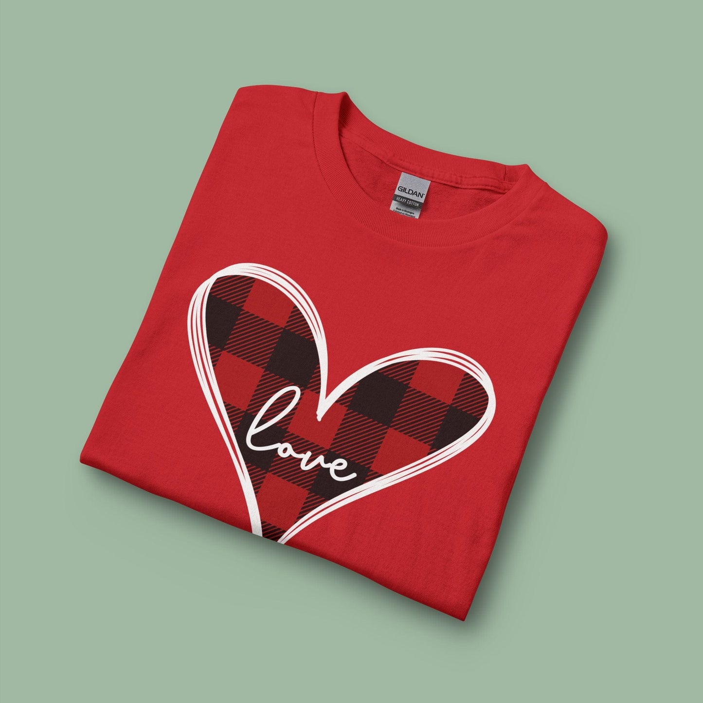 Buffalo Plaid Heart Love Shirt – Vegan Valentine’s Long Sleeve Tee | Shop Now