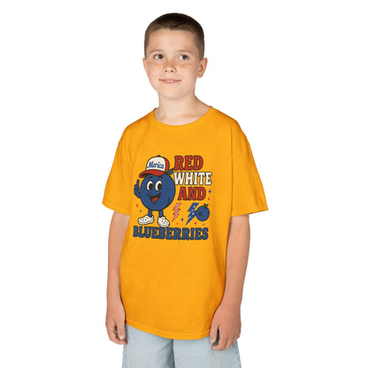 Red, White and Blueberries Patriotic Blueberry Graphic Kids T-Shirt