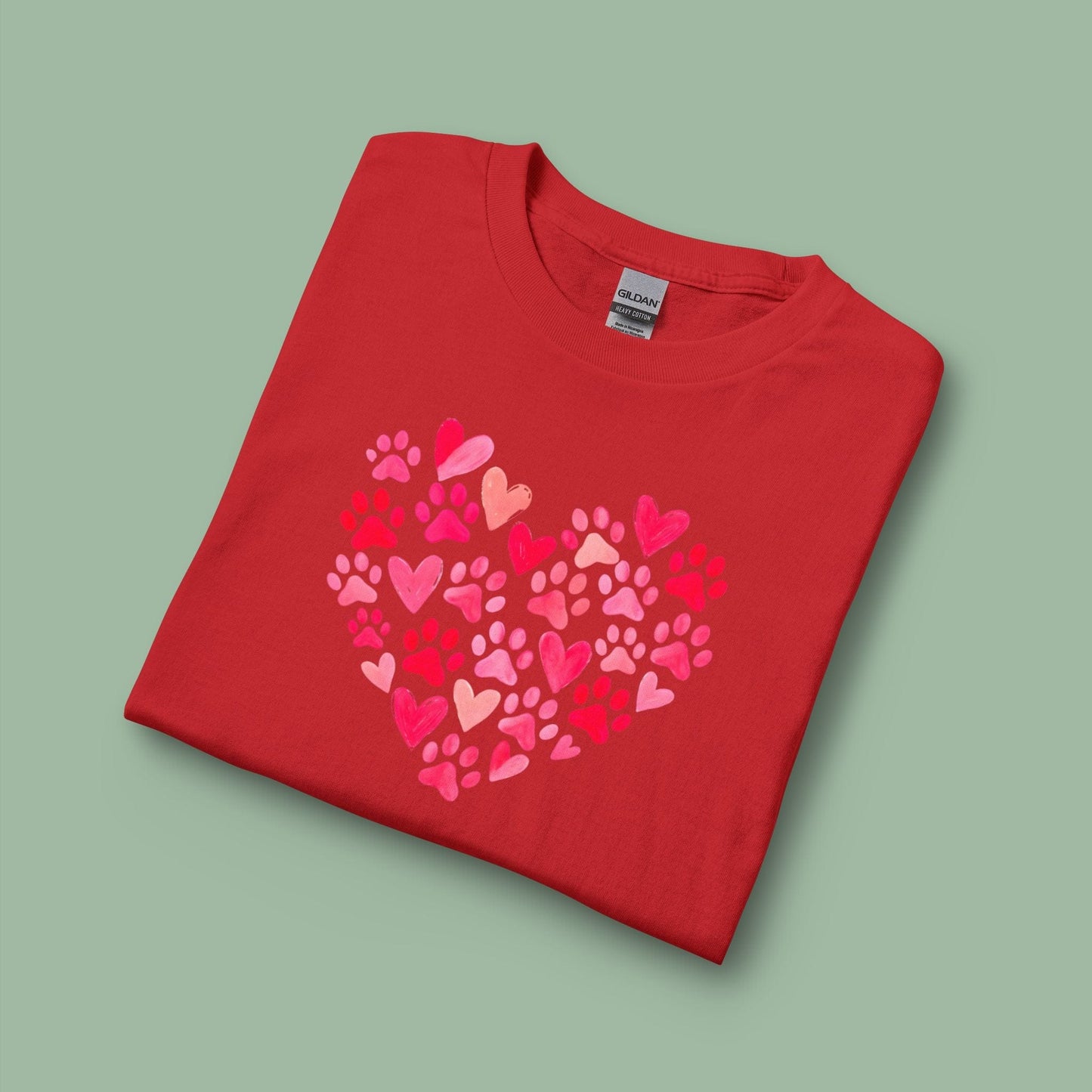 Paw Print Heart Valentine Tee – Vegan Animal Lover Long Sleeve Shirt | Order Now
