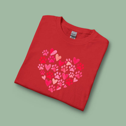 Paw Print Heart Valentine Tee – Vegan Animal Lover Long Sleeve Shirt | Order Now