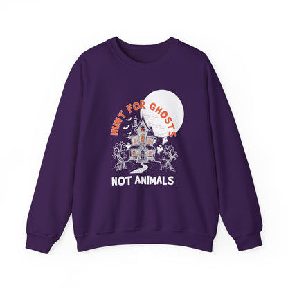 Hunt for Ghosts Not Animals - Vegan Halloween Crewneck Sweatshirt