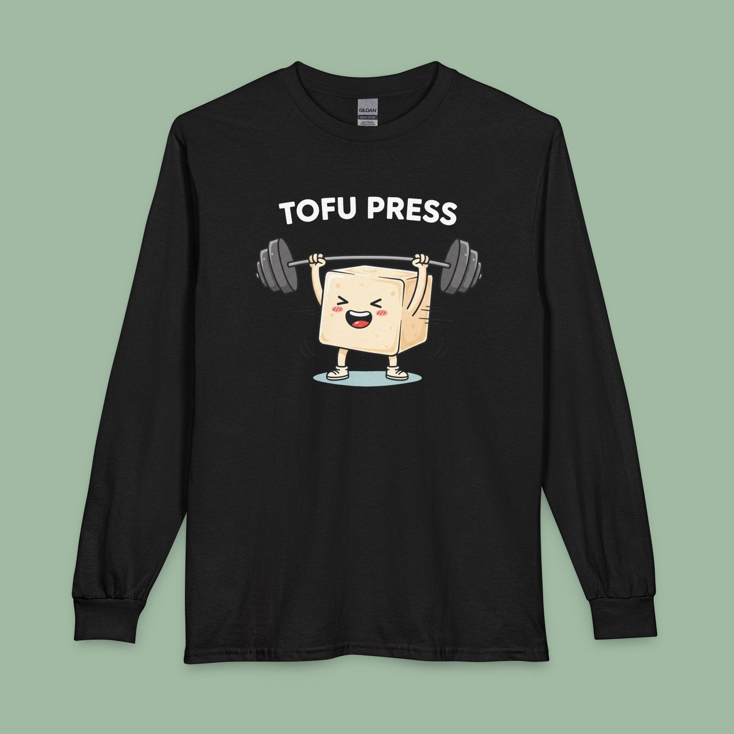 Tofu Press Funny Vegan Long Sleeve Shirt Gym Design