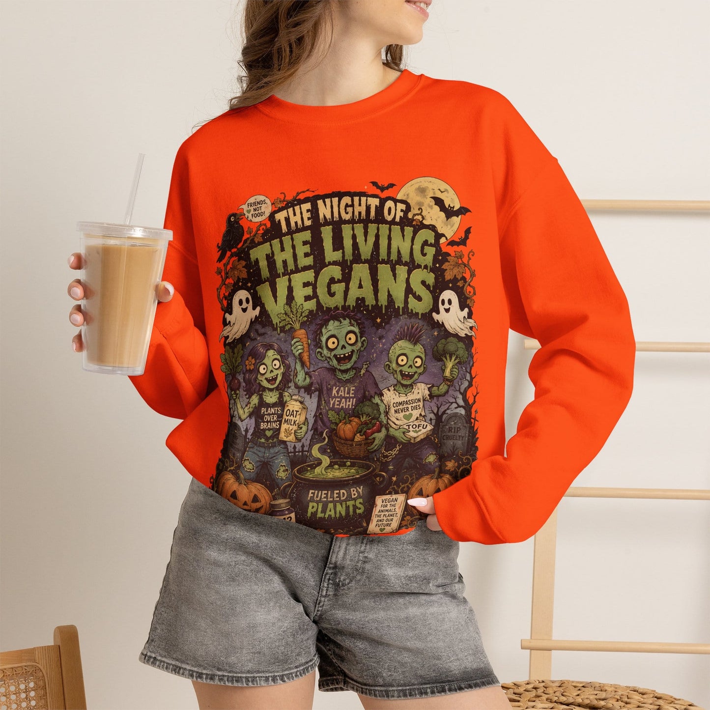 The Night of the Living Vegans - Halloween - Crewneck Sweatshirt