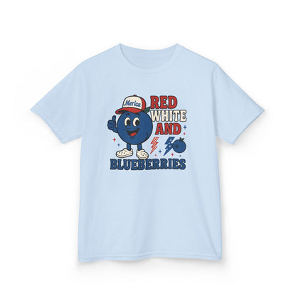 Red, White and Blueberries Patriotic Blueberry Graphic Kids T-Shirt