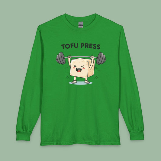 Tofu Press Funny Vegan Long Sleeve Shirt Gym Design