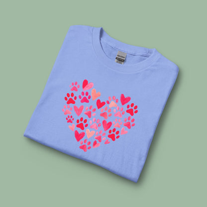 Paw Print Heart Valentine Tee – Vegan Animal Lover Long Sleeve Shirt | Order Now
