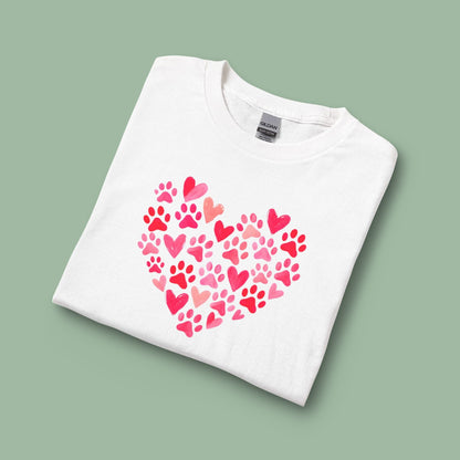 Paw Print Heart Valentine Tee – Vegan Animal Lover Long Sleeve Shirt | Order Now