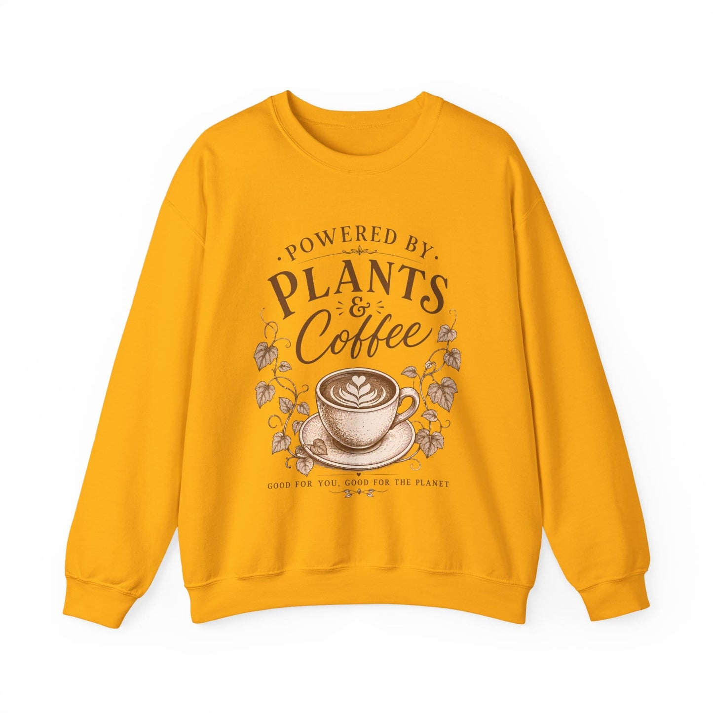 Powered by Plants & Coffee — Botanical Coffee Lover Crewneck Sweatshirt