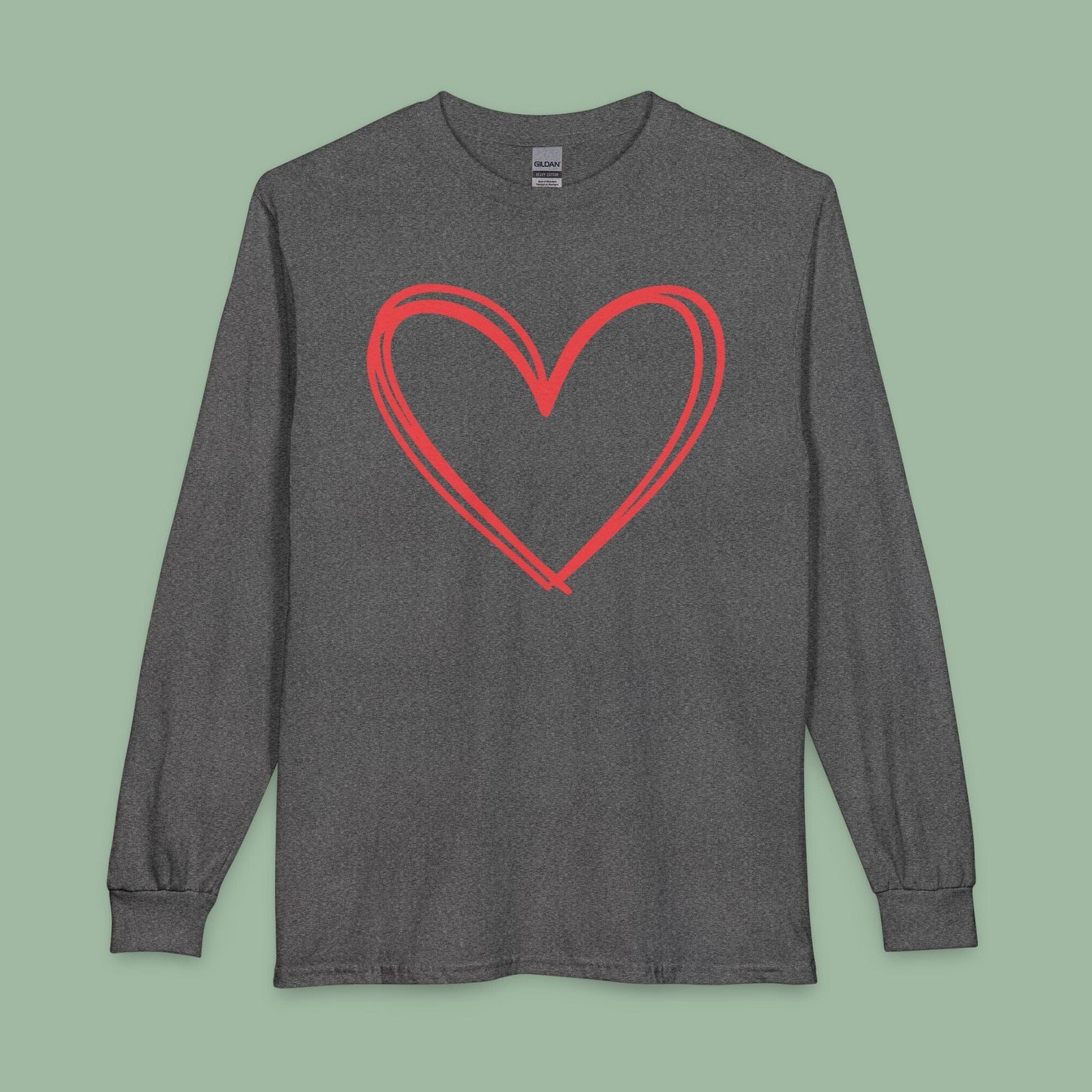 Long Sleeve Valentine Heart Tee – Cozy Vegan Shirt for Chilly Love Days | Shop Now