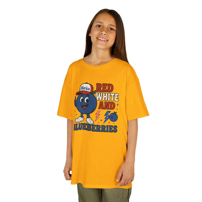 Red, White and Blueberries Patriotic Blueberry Graphic Kids T-Shirt