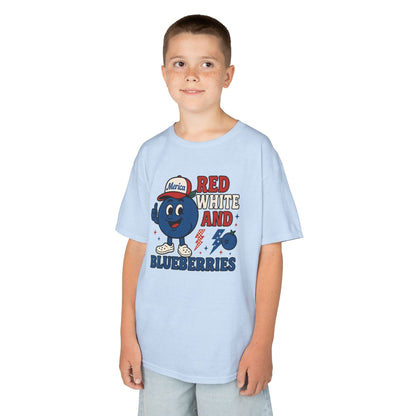 Red, White and Blueberries Patriotic Blueberry Graphic Kids T-Shirt