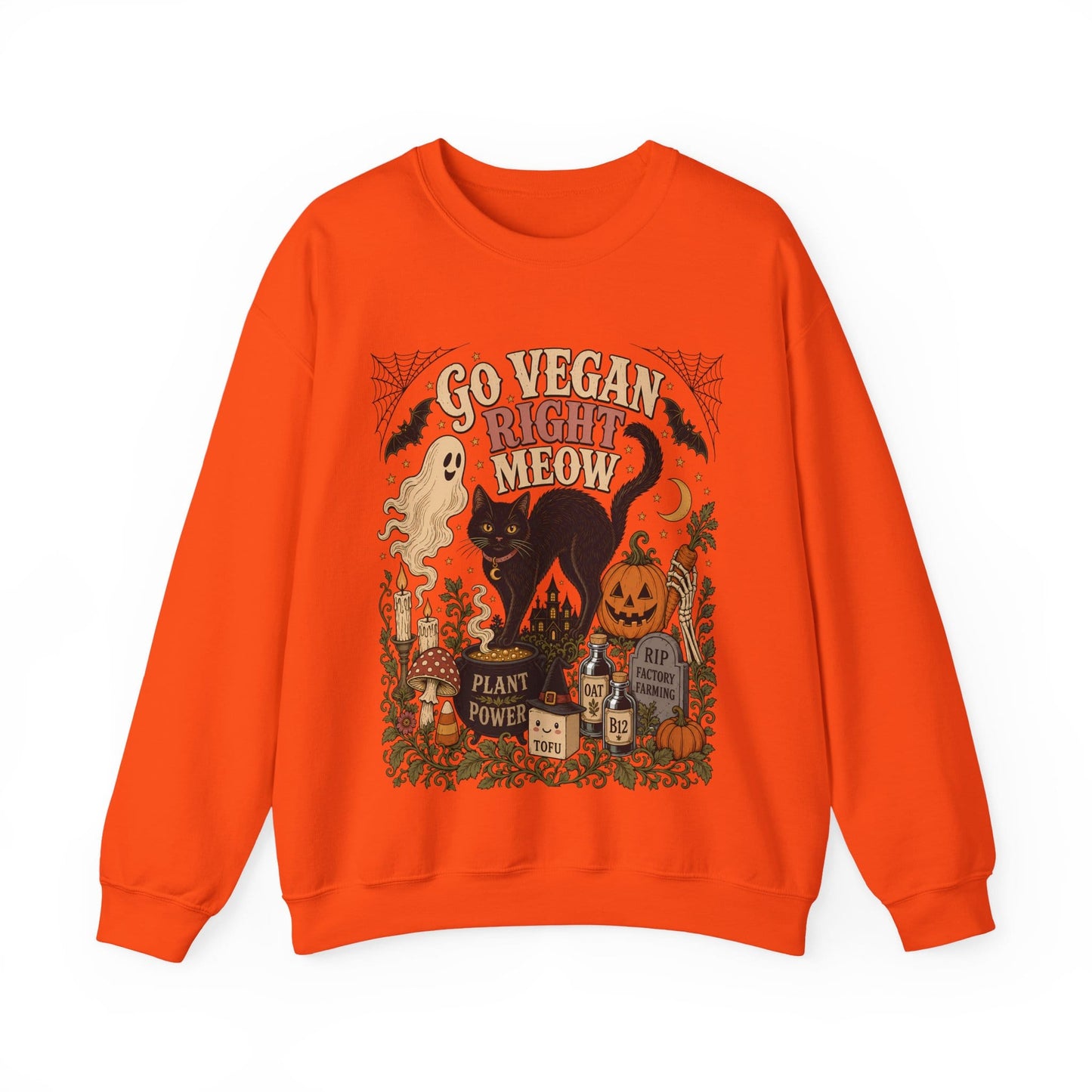 Go Vegan Right Meow Cat - Halloween Vegan Sweatshirt