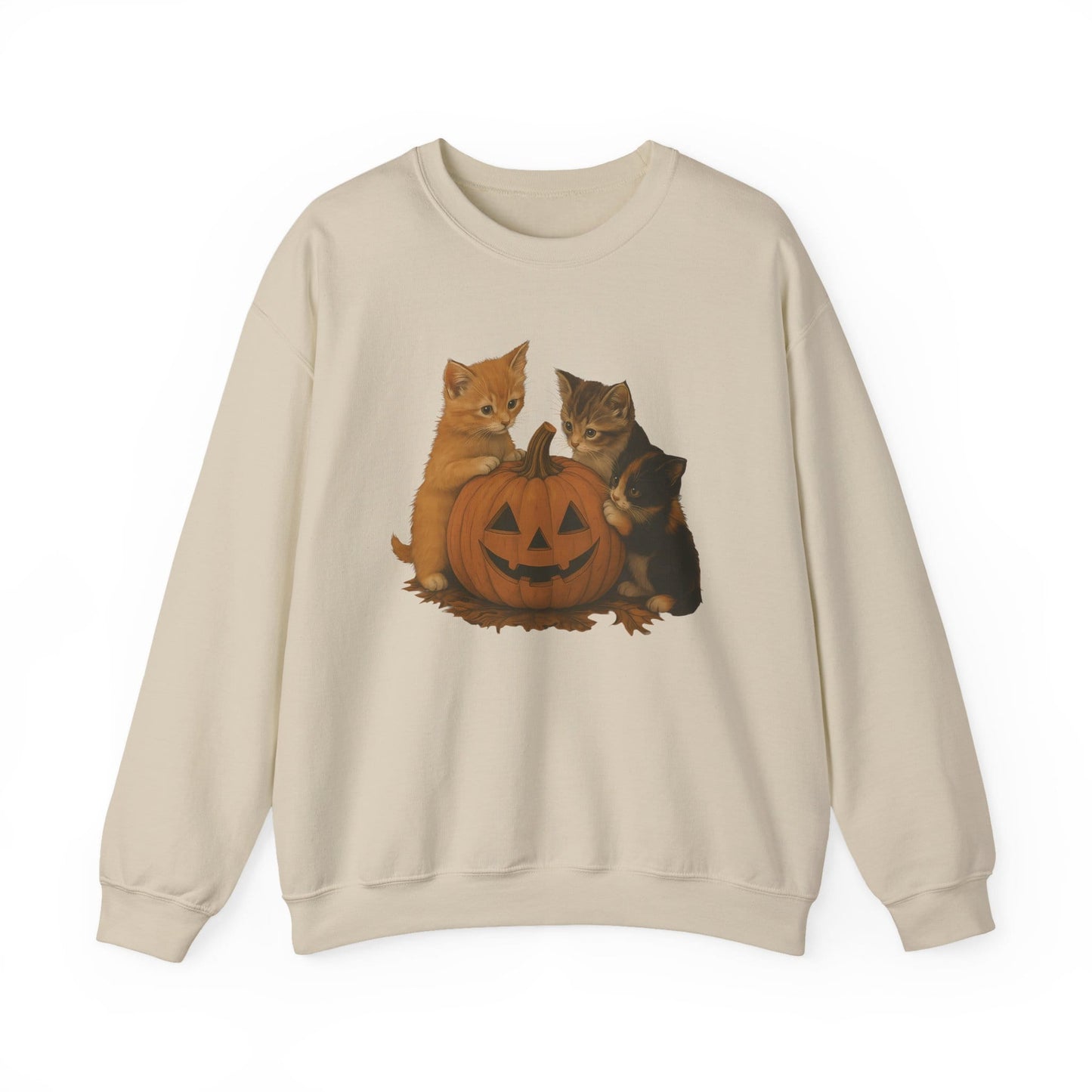 Cute Cats with Jack-O’-Lantern Crewneck Halloween Sweatshirt